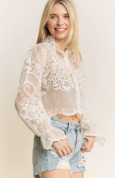 TP9983 Crochet Embroidery Blouse