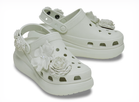211448-0HZ Croc Women's Crush Bouquet Clog Linen