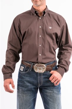 MTW1104236 Cinch Men's LS Shirt Solid Brown