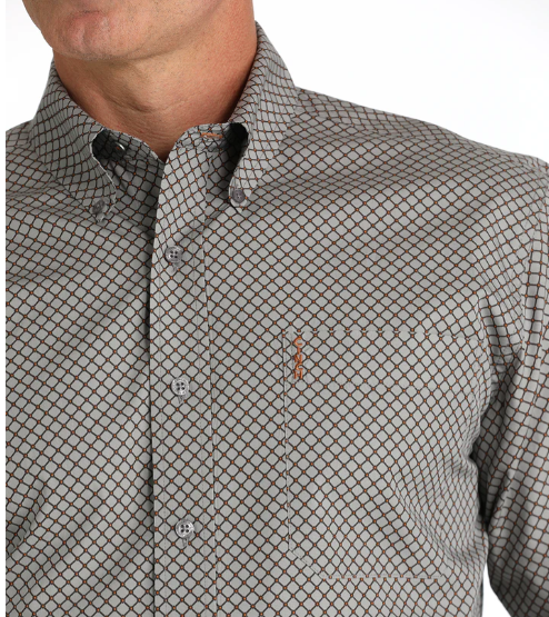 MTW1347114 Cinch Men's Arena Shirt Grey Geo Print