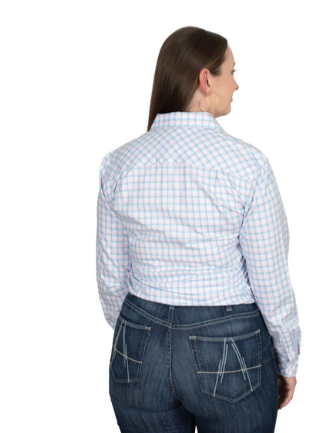 WWLS2546 Just Country Women's Abby Workshirt Blue/Light Pink Check