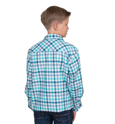BWLS2530 Just Country Boy's Brayden Workshirt Turquoise/Deep Teal Check