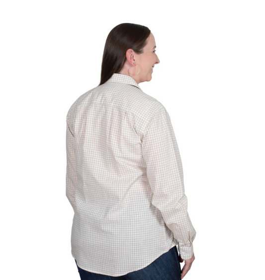 WWLS2536 Just Country Women's Abbey Full Button Print Work shirt Fawn Small Check