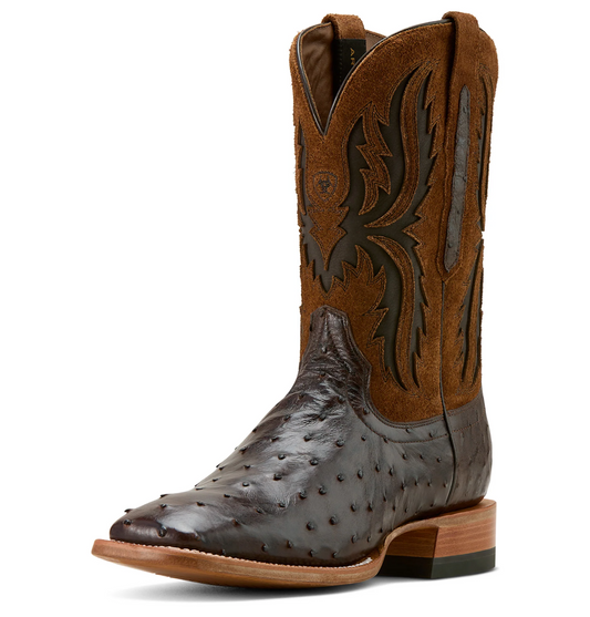 10058168 Ariat Men's Drifter Espresso Full Quill Boot Ostrich / Tan Suede