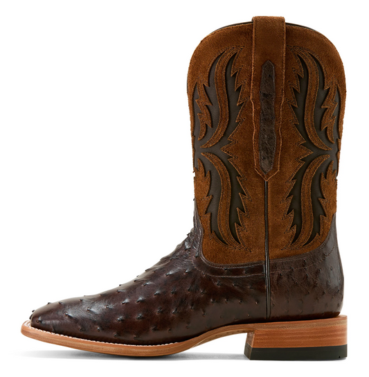 10058168 Ariat Men's Drifter Espresso Full Quill Boot Ostrich / Tan Suede