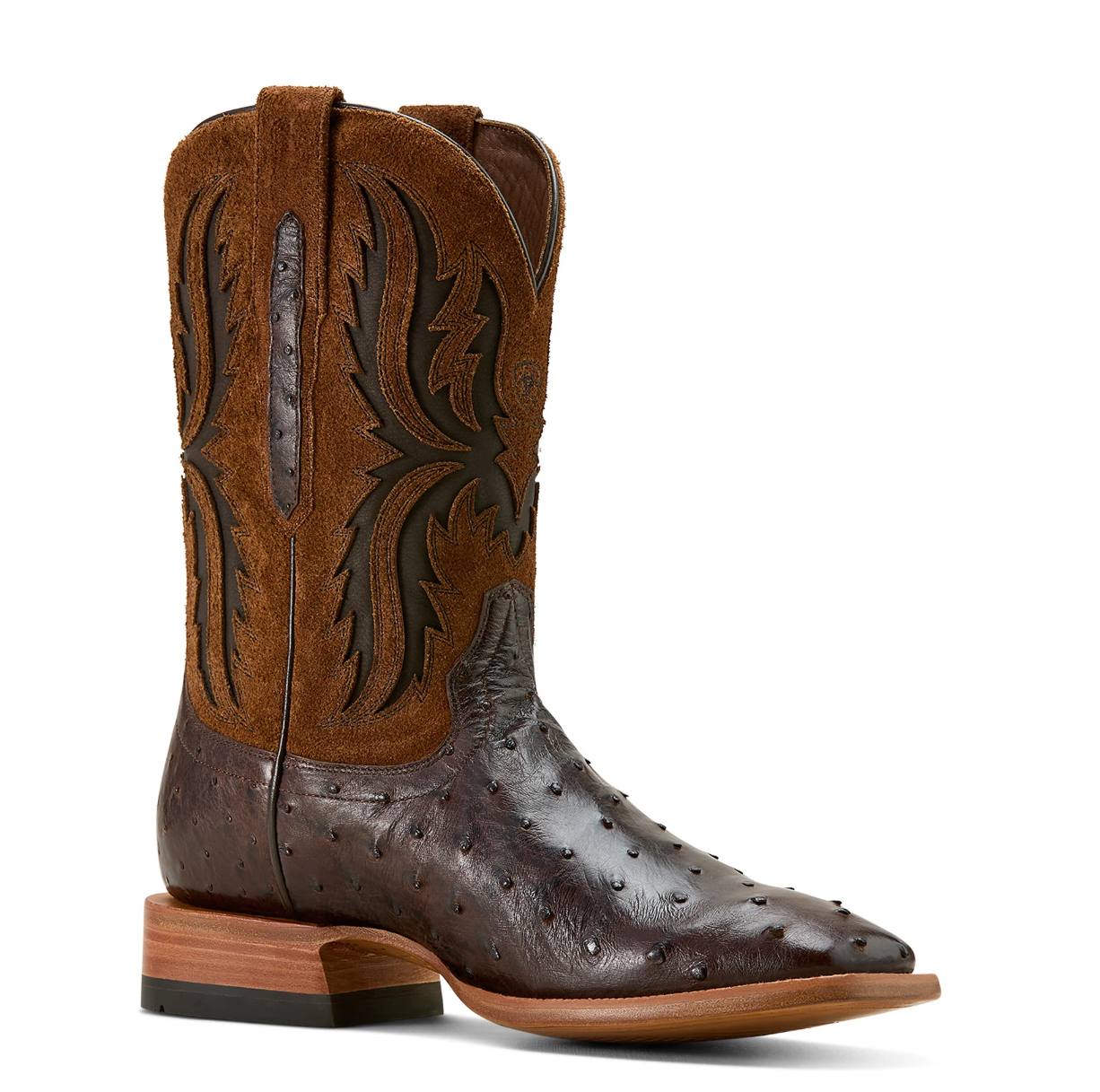 10058168 Ariat Men's Drifter Espresso Full Quill Boot Ostrich / Tan Suede