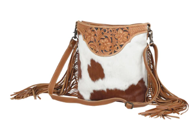 S-4377 Raw Umber Hand-Tooled Bag