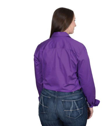 WWLS2556 Just Country Women's Jahna Trim Half Button Workshirt Purple/Lilac Blossoms