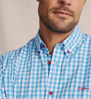 1SHM00002 S.Kidman Men's Holstein Shirt Pale Blue