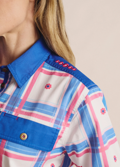 1SHW00129 S.Kidman Women's Spencer 1/2 Button Workshirt Mid Blue