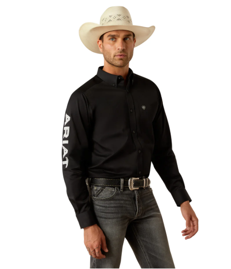 10055406 Ariat Men's Team Logo LS Shirt Black