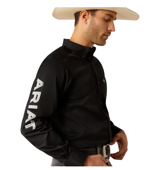 10055406 Ariat Men's Team Logo LS Shirt Black