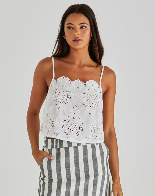 18974TWSS-WHI   Sass Ani Cami White