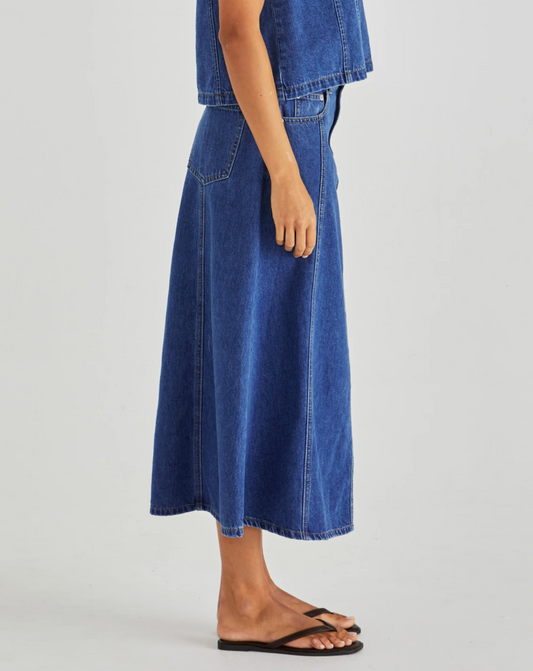 20002SWSS-MBL   Sass Sabine Denim Skirt