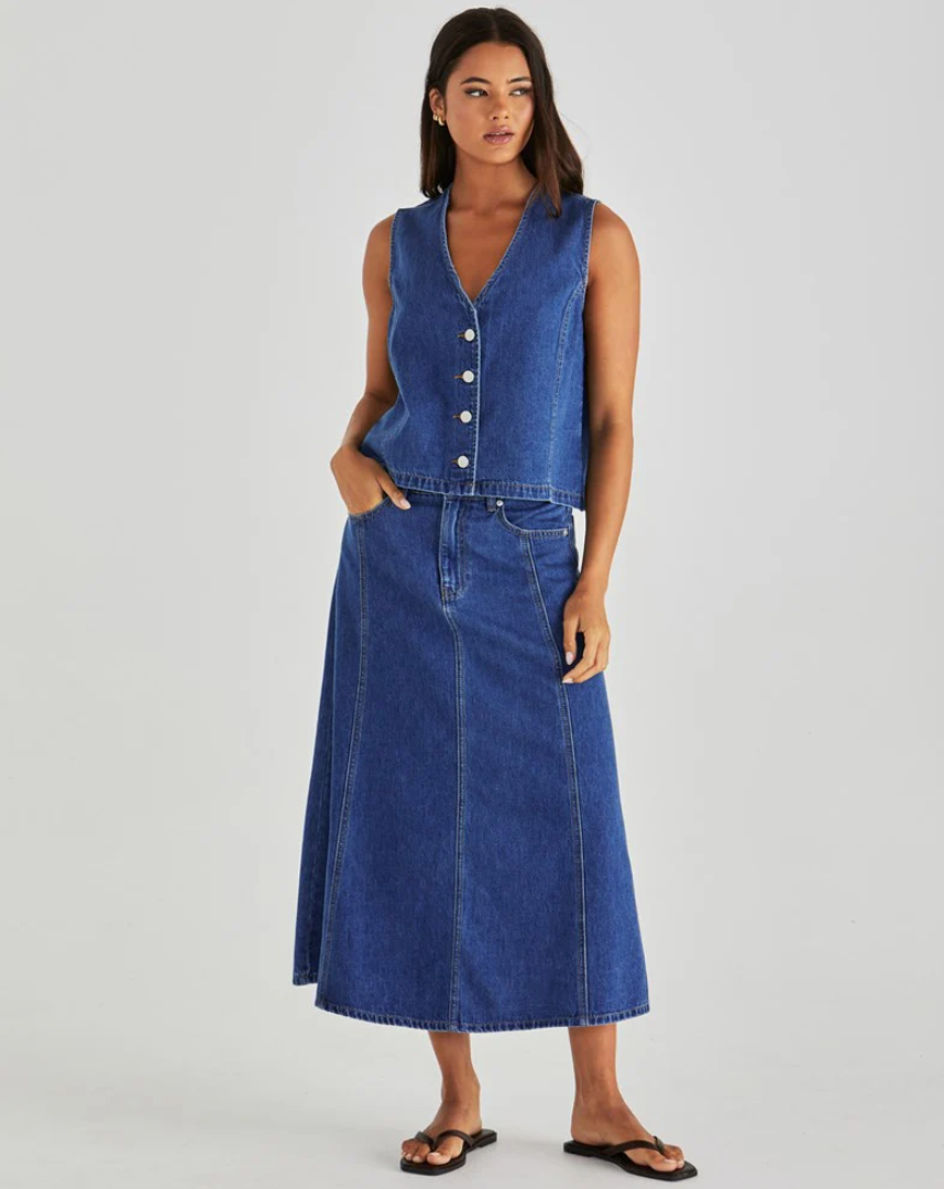 20002SWSS-MBL Sass Sabine Denim Skirt