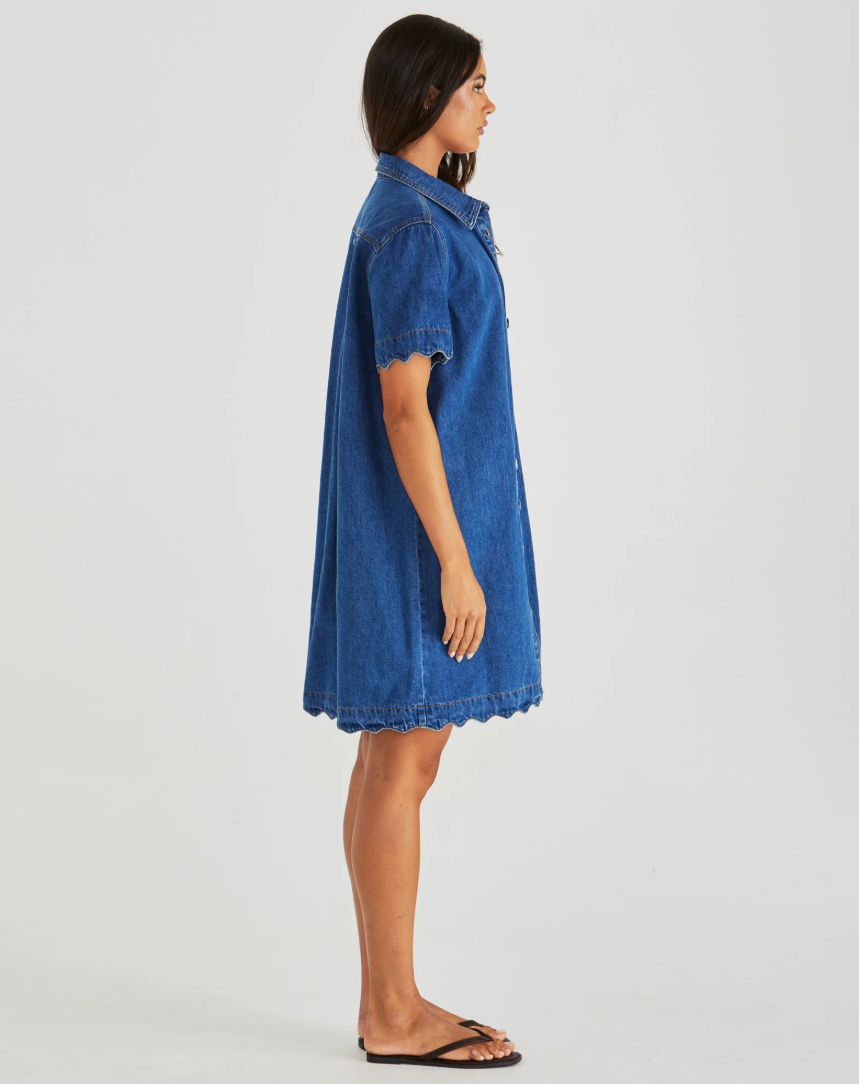 20003DWSS-MBL Sass Vale Scalloped Denim Dress