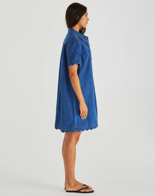 20003DWSS-MBL   Sass Vale Scalloped Denim Dress