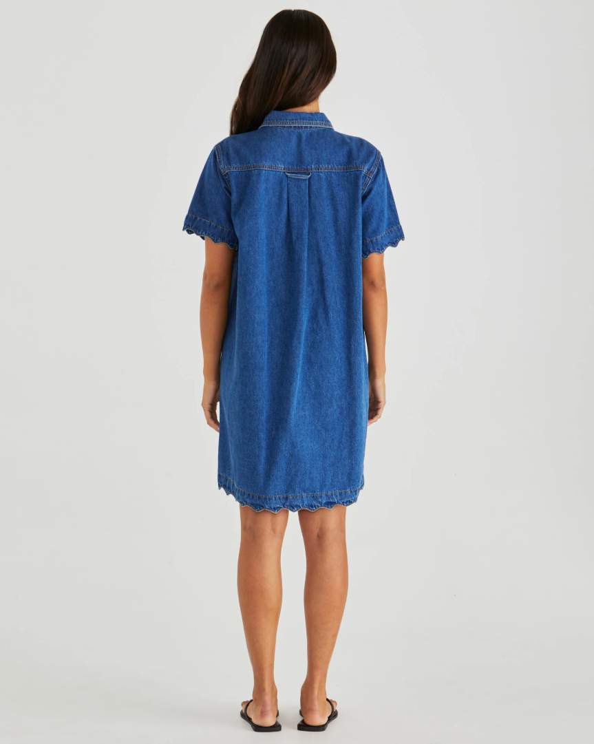 20003DWSS-MBL Sass Vale Scalloped Denim Dress
