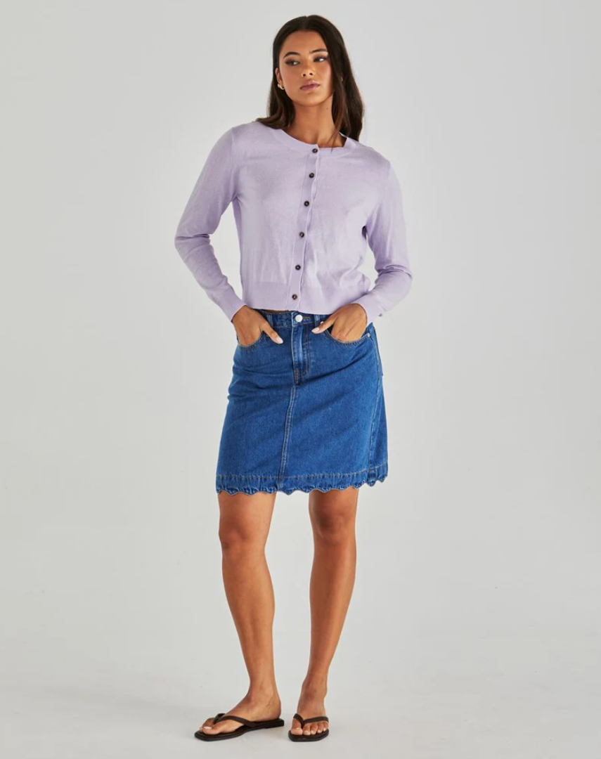 18994SWSWSS-MBL Sass Vale Scalloped Denim Skirt