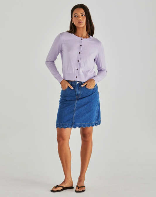 18994SWSWSS-MBL   Sass Vale Scalloped Denim Skirt