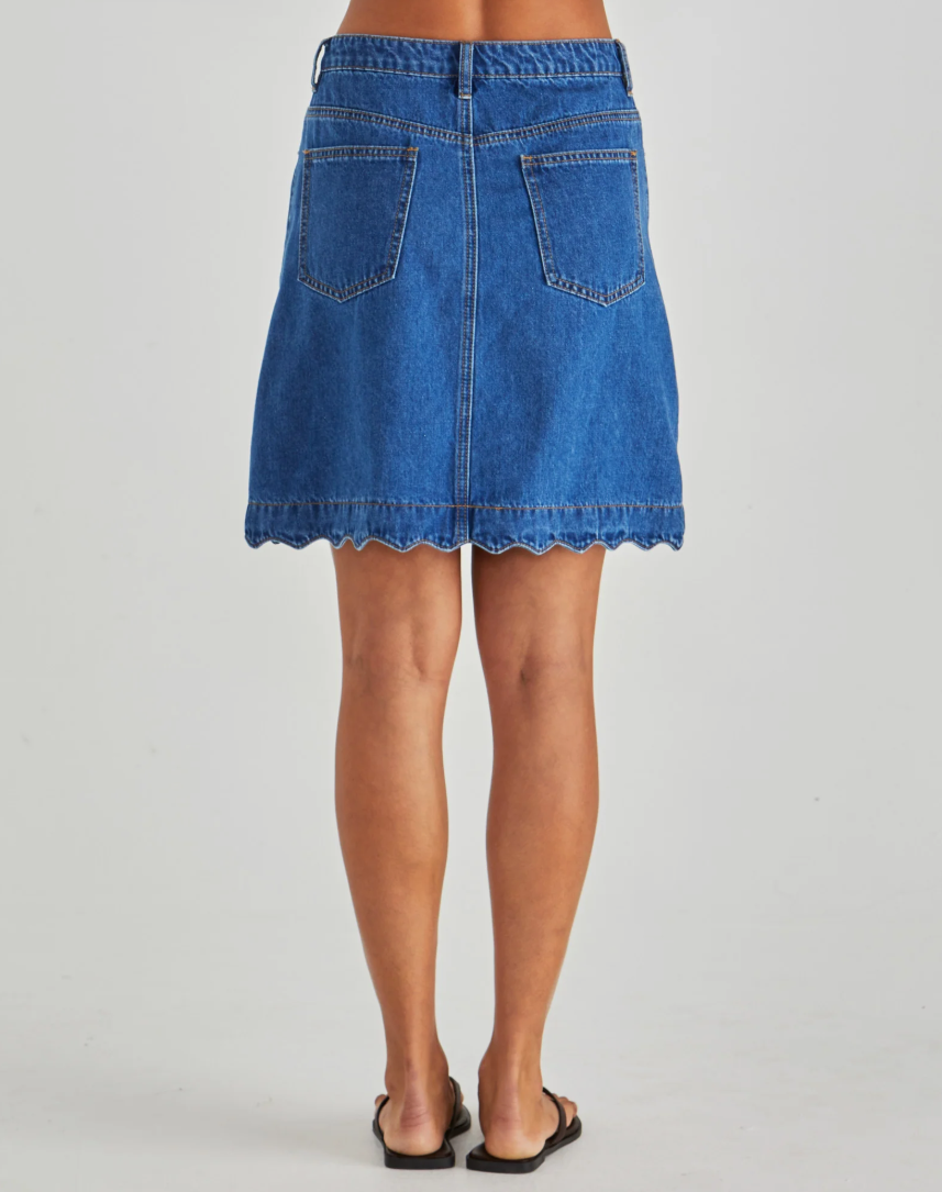 18994SWSWSS-MBL Sass Vale Scalloped Denim Skirt
