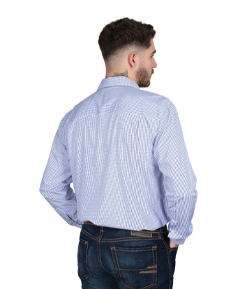 MBLS2400 Just Country Men's Evan Full Button Blue Check