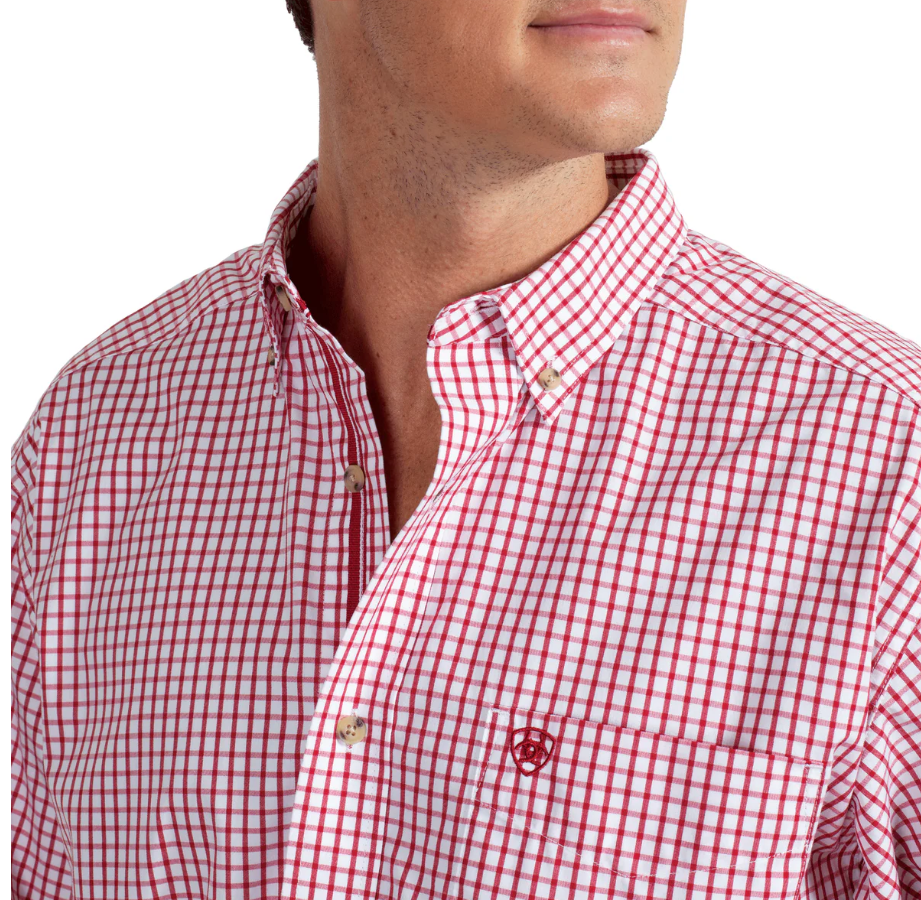 10048079 Ariat Men's Pro Series Cliff LS Shirt Red Check