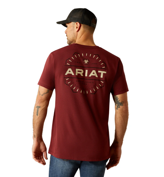 10054830 Ariat Men's Explorer Classic SS Tee Crimson Red Heather