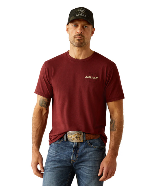 10054830 Ariat Men's Explorer Classic SS Tee Crimson Red Heather