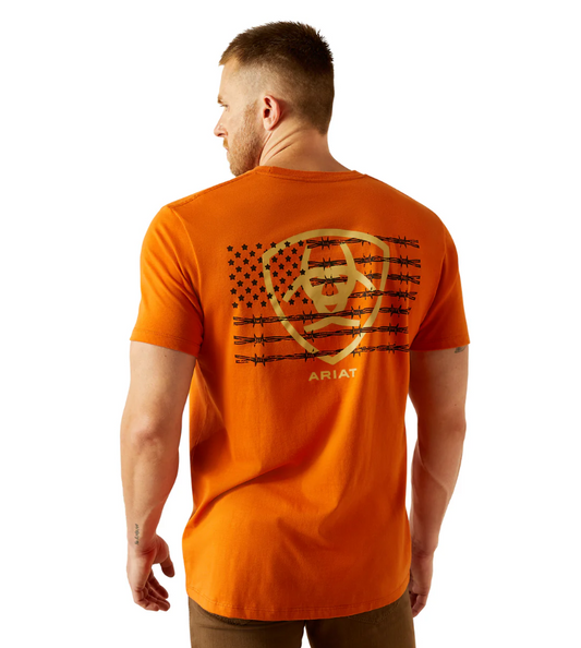 10054774 Ariat Men's Barb Shield SS Tee Rust