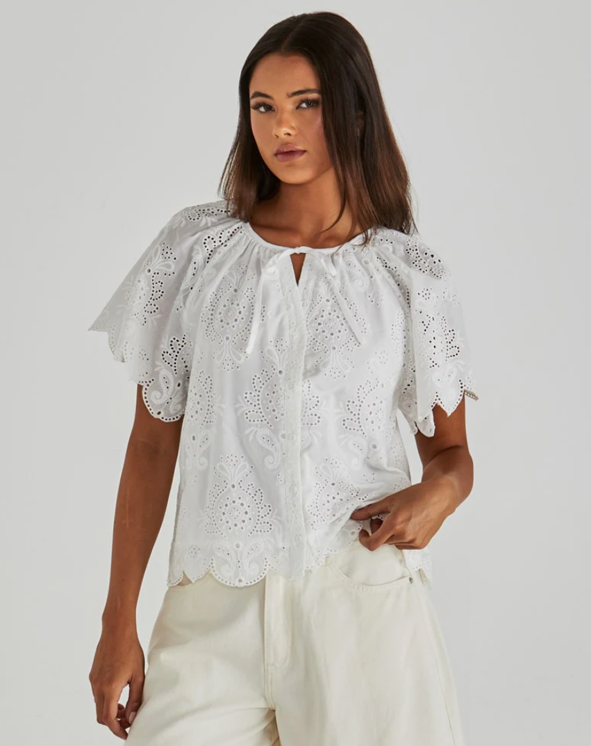 18976TWSS-WHIT Sass Ani Blouse White