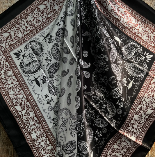 WR2559 Cowgirl Two Toned Black Paisley Wild Rag