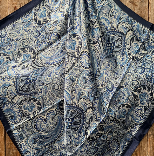 WR3418 Cowgirl Blue & White Paisley Wild Rag