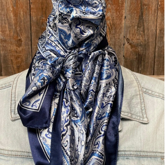WR3418 Cowgirl Blue & White Paisley Wild Rag