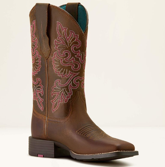 10064078 Ariat Women's Round Up Wide Square Toe Stretchfit Sassy Brown