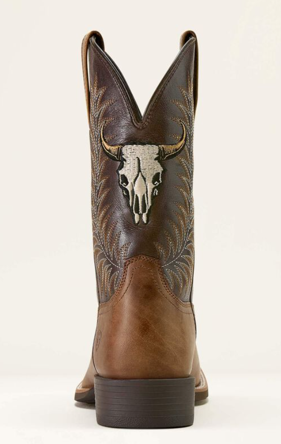 10064053 Ariat Men's Sport Steer Skull Sandstorm/ Bitter Chocolate