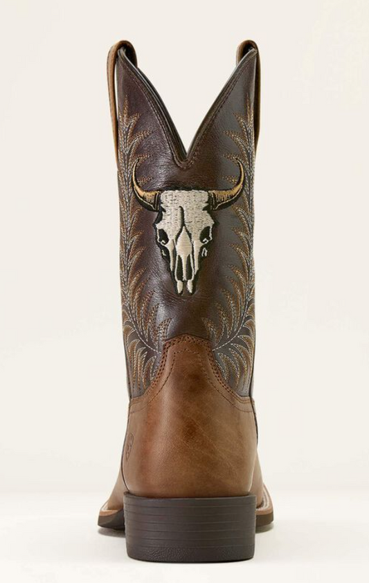 10064053 Ariat Men's Sport Steer Skull  Sandstorm/ Bitter Chocolate