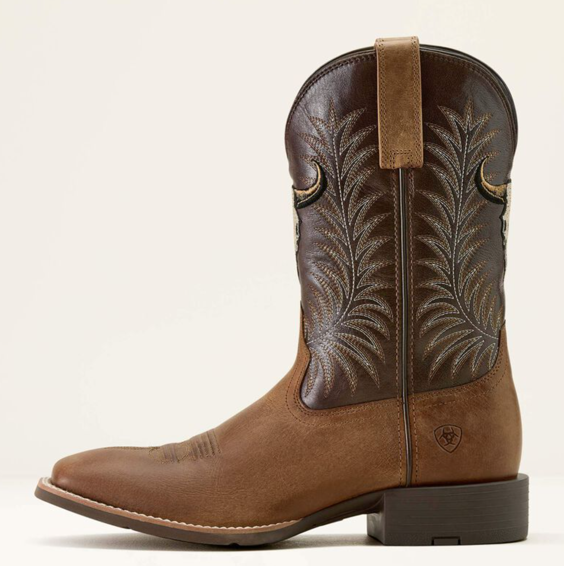 10064053 Ariat Men's Sport Steer Skull Sandstorm/ Bitter Chocolate