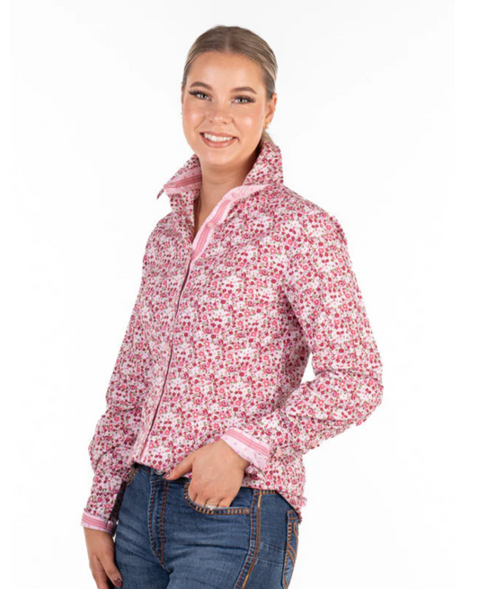 C2000 Hitchley and Harrow Fitted Floral Pinkand Cerise Shirt