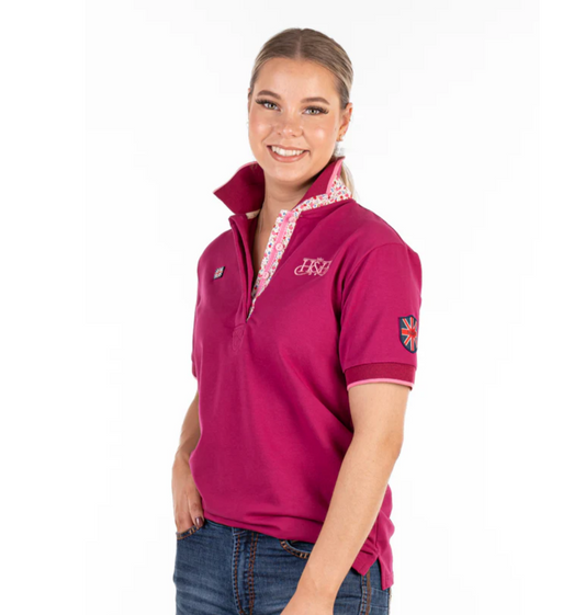 EL123 Hitchley and Harrow Loose fit polo Cerise