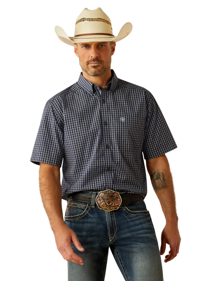 10054822 Ariat Men's Pro Series Callum Classic Fit SS Shirt Navy