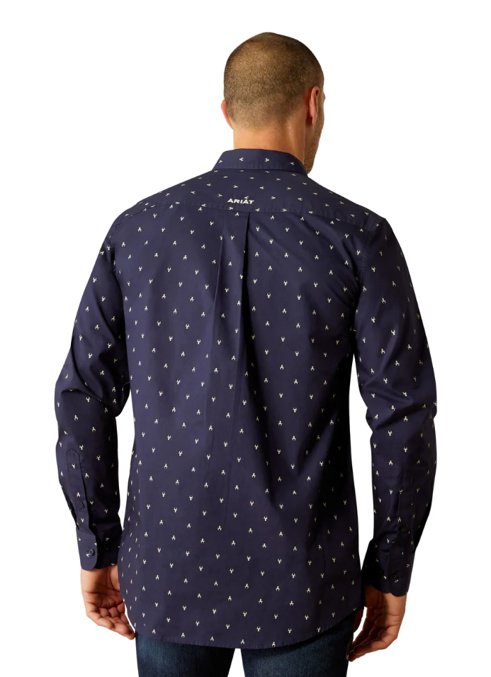10054804 Ariat Men's Cordell Fitted LS Shirt Navy