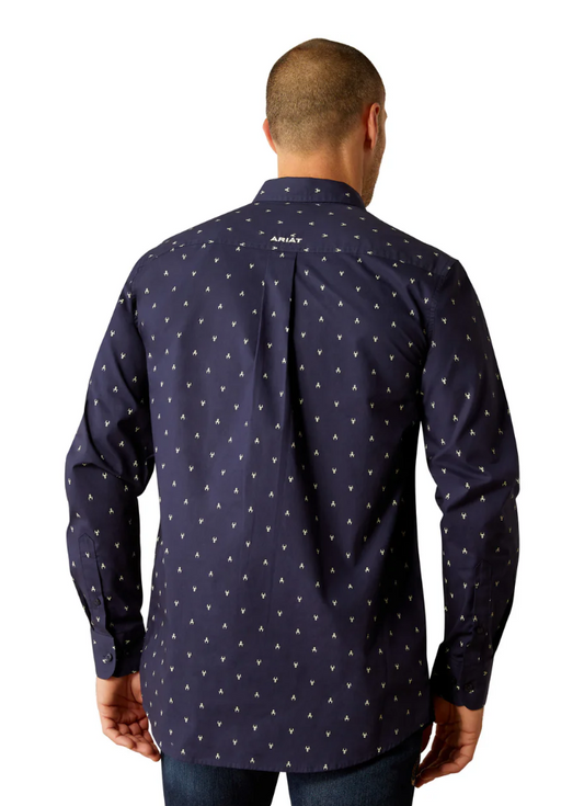 10054804 Ariat Men's Cordell Fitted LS Shirt Navy