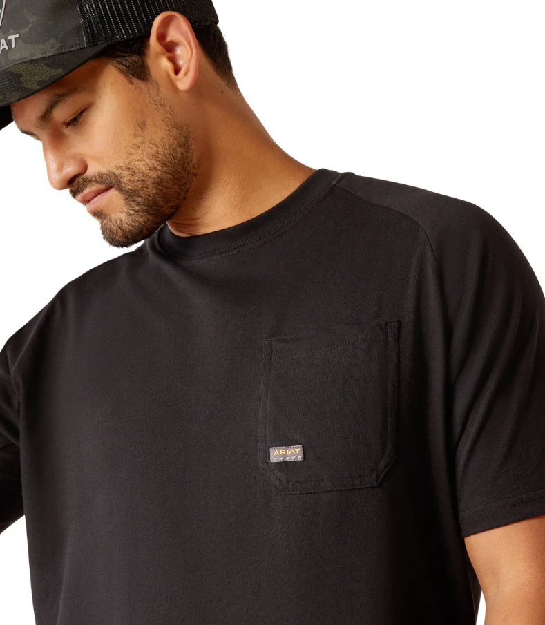 10055076 Ariat Men's Rebar Cotton Strong Workhog SS Tee Black