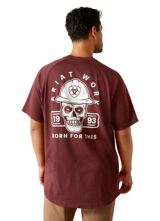 10054444 Ariat Men's Rebar Cotton Strong Hardhead SS Tee Malbec Heather