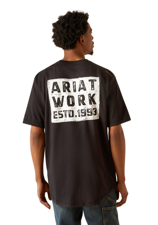 10054430 Ariat Men's Rebar Workman Brickyard SS Tee Black