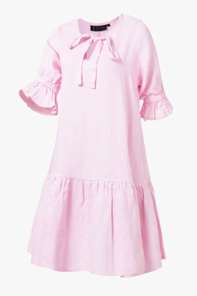RMPC136.Pink Pilbara Tilly Linen Dress Pink