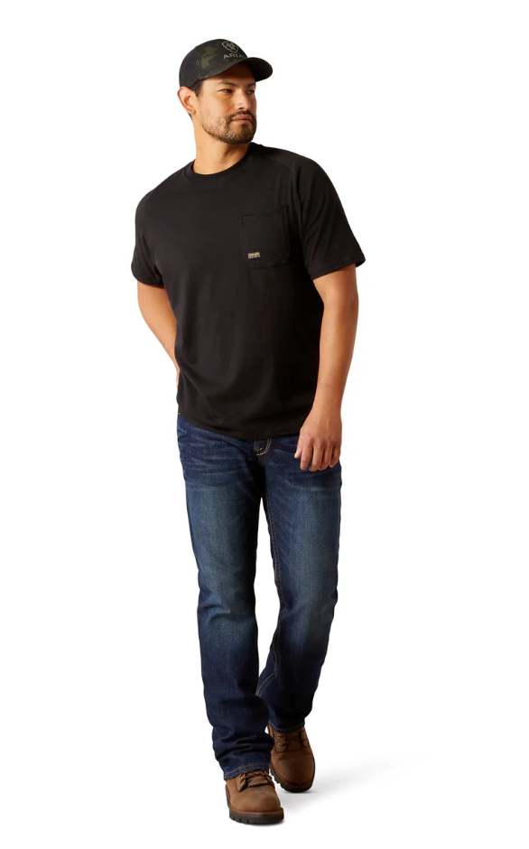 10054446 Ariat Men's Rebar Cotton Strong Workhog SS Tee Black