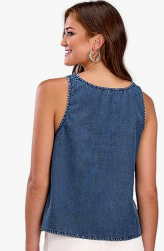 03-052-0594-4057 Roper Women's Five Star Collection Sleeveless Tank Solid Blue
