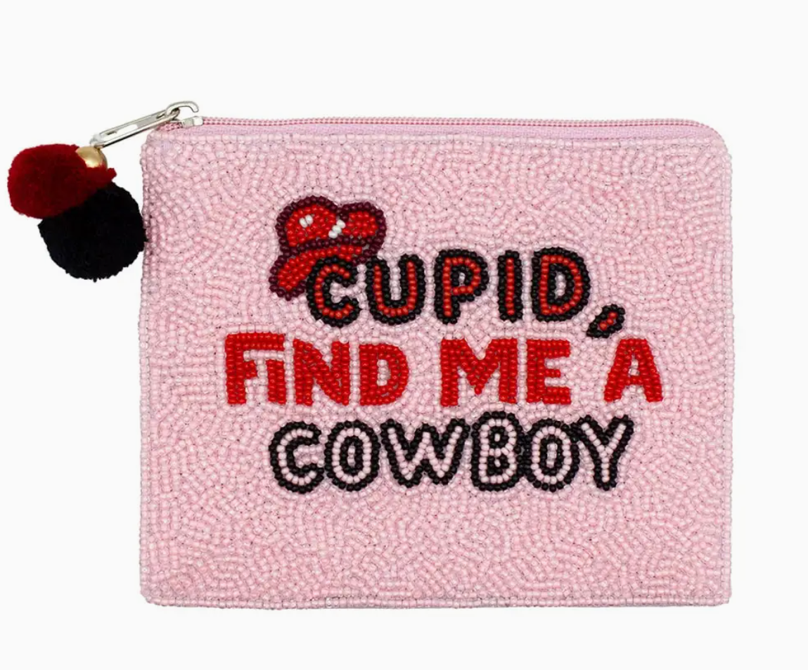 LAC-CP-1559 Cupid Find me a Cowboy Beaded Purse